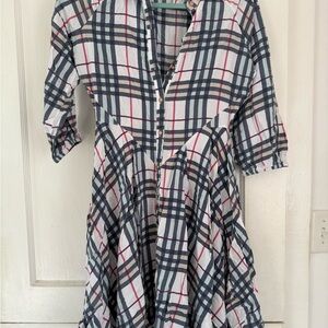 Plaid mini Dress in Blue and Red/pink